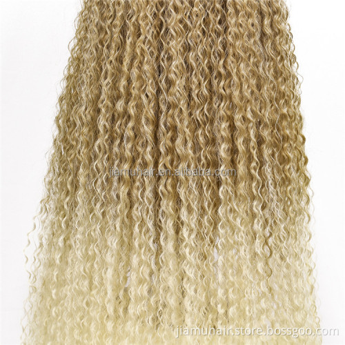 Natural Blonde Glueless Heat Resistant Wave Hair Wigs Long Kinky Curly Synthetic Brazilian Hair Wig